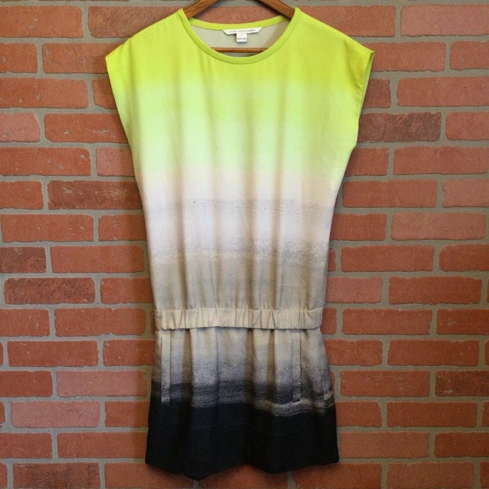 Diane Von Furstenberg yellow & grey ombré Drop Waist Dress Size 2